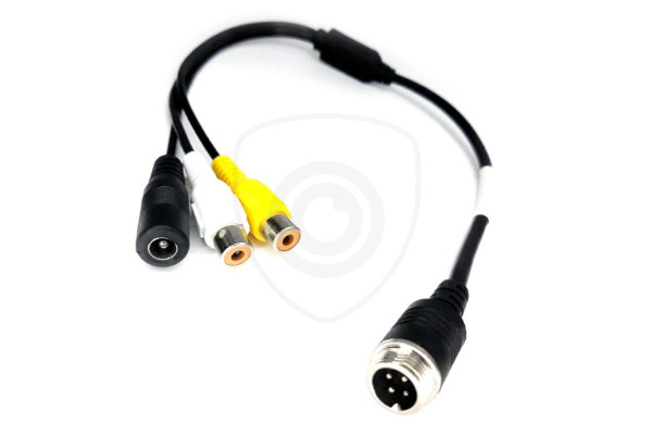 Y-Adapter vierpolig männlich / 2x Cinch weiblich + Stromversorgung weiblich Y-Adapter vierpolig männlich / 2x Cinch weiblich + Stromversorgung weiblich