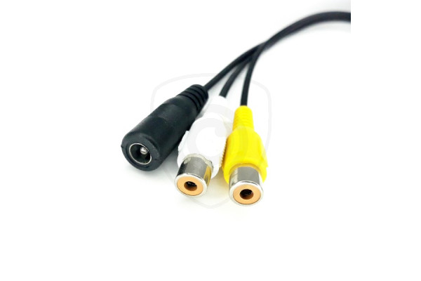 Y-Adapter vierpolig männlich / 2x Cinch weiblich + Stromversorgung weiblich Y-Adapter vierpolig männlich / 2x Cinch weiblich + Stromversorgung weiblich