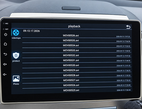 App-Menü mit einer Liste der Aufnahmen auf dem Android-Radio