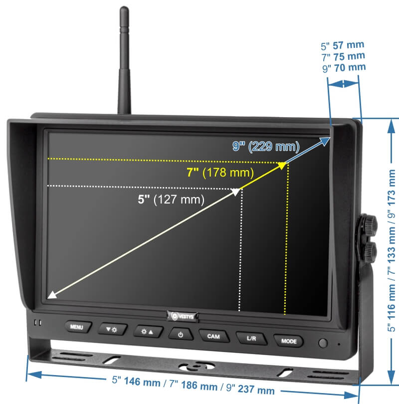 WLAN-Funkset Rückfahrkamera AHD Abmessungen