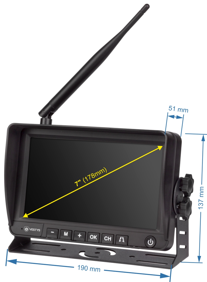 drahtloses wlan-solar-set rückfahrkamera ahd abmessungen 7-zoll-set
