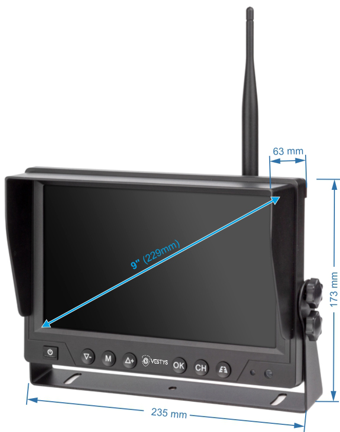 drahtloses wlan-solar-set rückfahrkamera ahd abmessungen 9-zoll-set